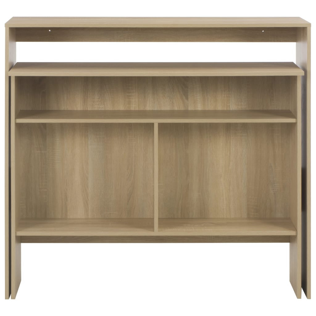 Baaripöytä kahdella pöytätasolla tammi 130x40x120 cm