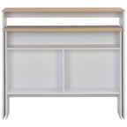 Baaripöytä 2 pöytätasolla valkoinen ja tammi 130x40x120 cm