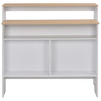 Baaripöytä 2 pöytätasolla valkoinen ja tammi 130x40x120 cm