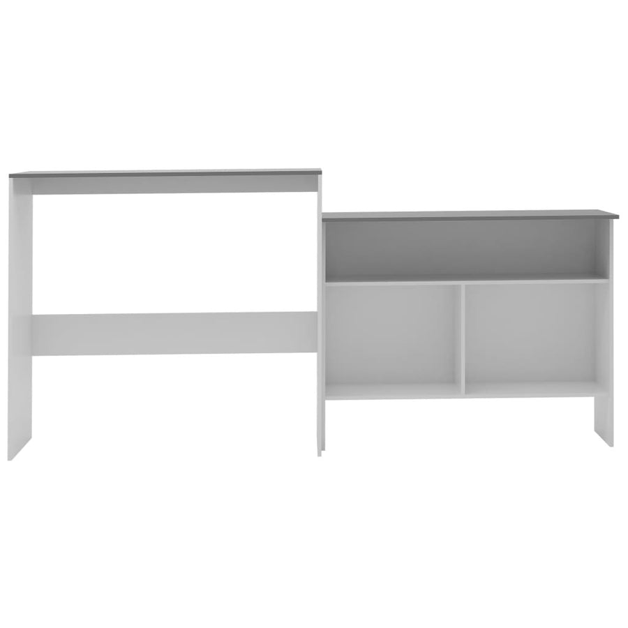 Barbord med 2 bordsskivor, vit och ek, 130x40x120 cm