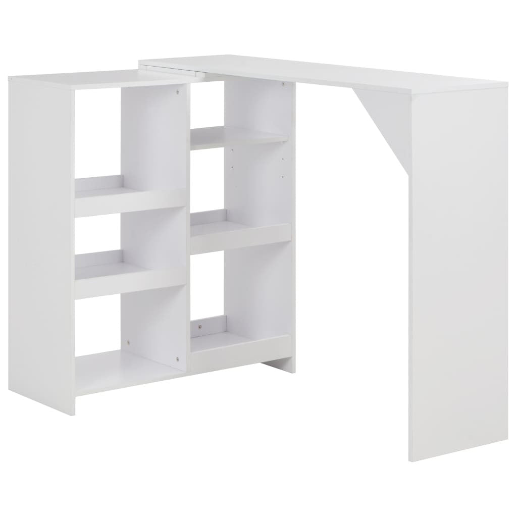 Barbord med avtagbar hylla, vitt, 138x40x120 cm