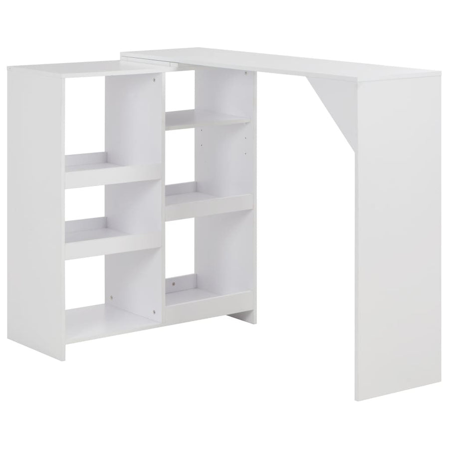 Barbord med avtagbar hylla, vitt, 138x40x120 cm