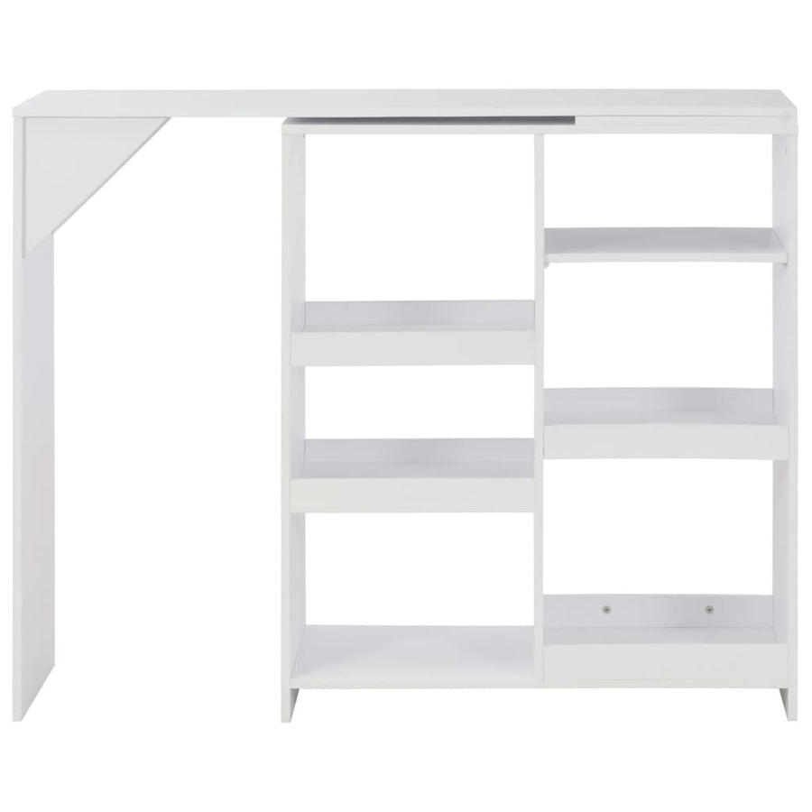 Barbord med avtagbar hylla, vitt, 138x40x120 cm