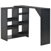 Barbord med avtagbar hylla, svart, 138x40x120 cm