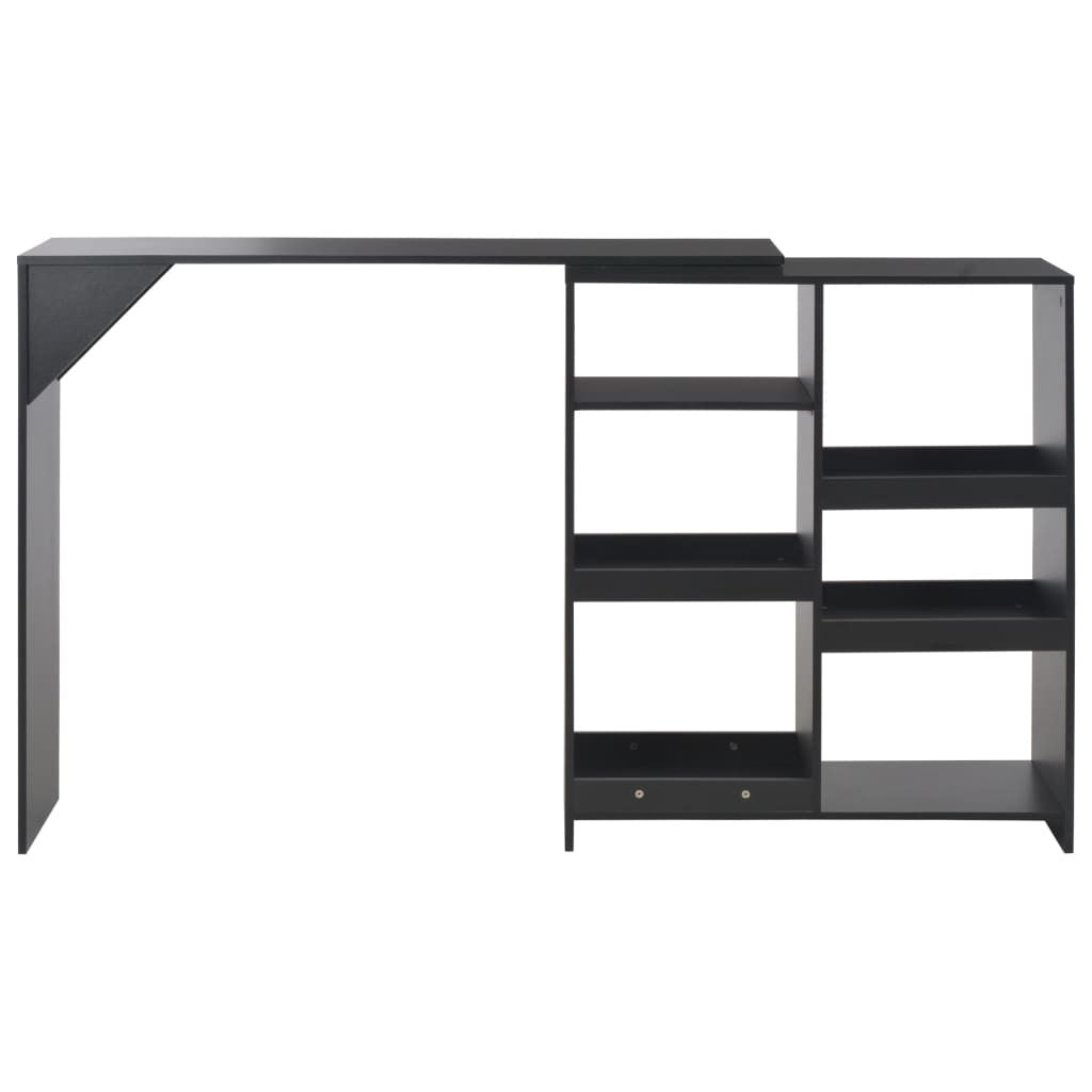 Barbord med avtagbar hylla, svart, 138x40x120 cm