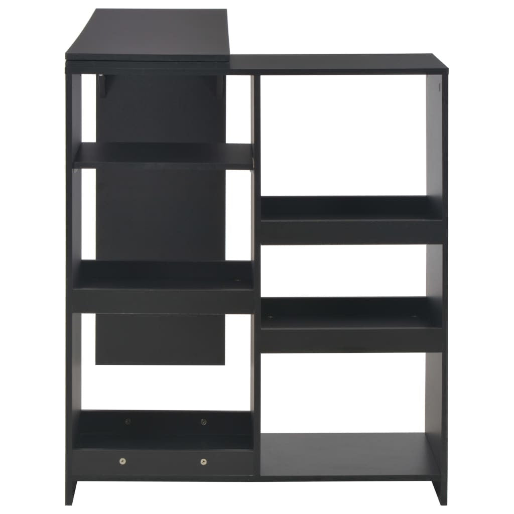 Barbord med avtagbar hylla, svart, 138x40x120 cm