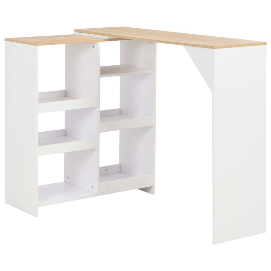 Barbord med avtagbar hylla, vitt, 138x40x120 cm