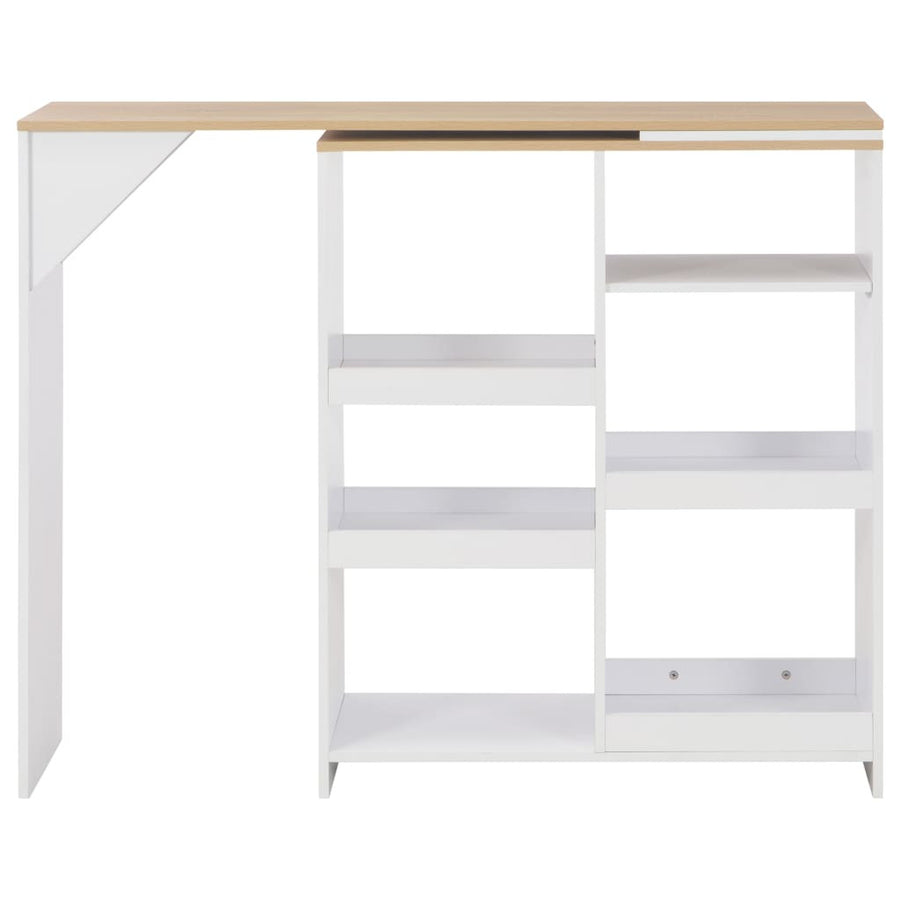 Barbord med avtagbar hylla, vitt, 138x40x120 cm