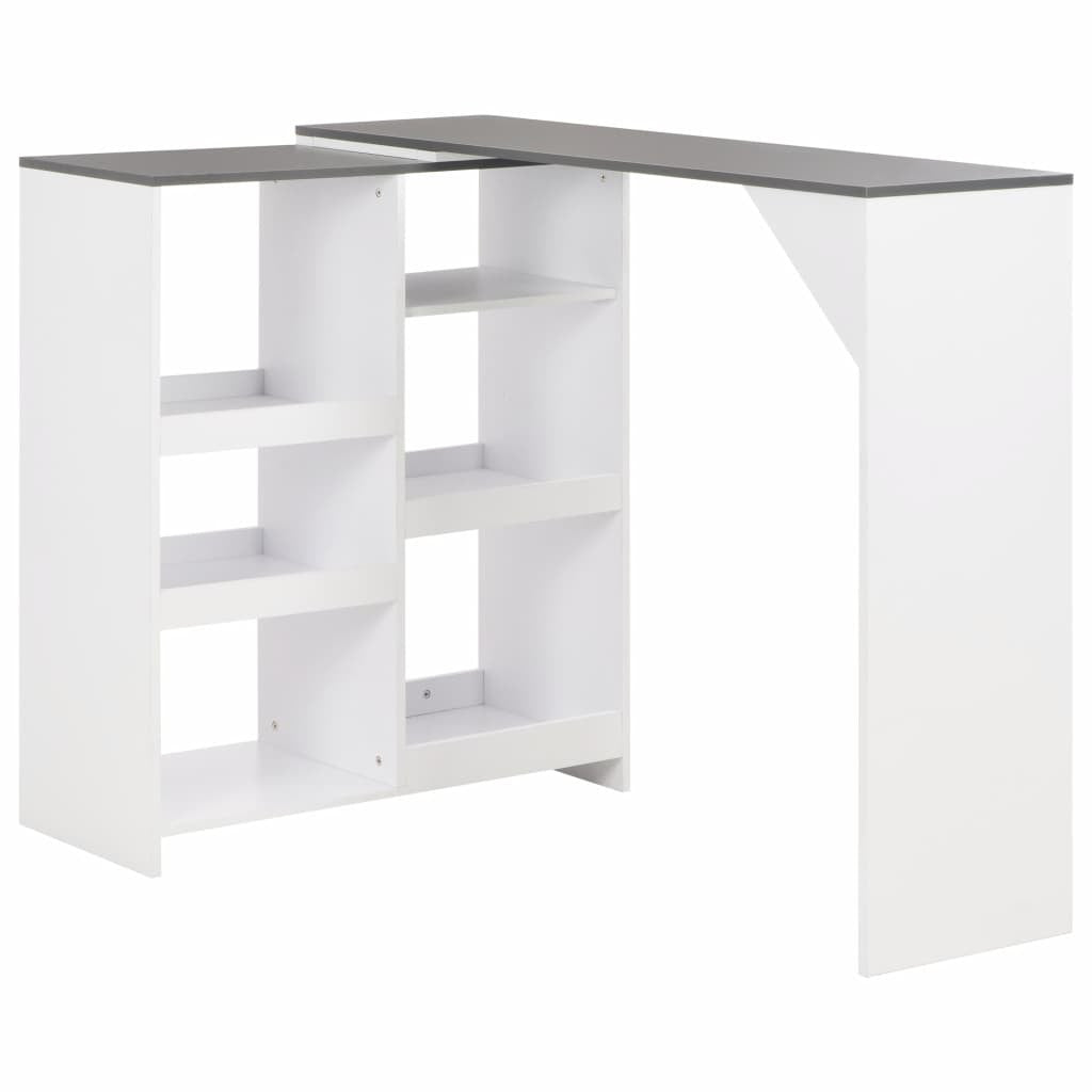 Barbord med avtagbar hylla, vitt, 138x40x120 cm