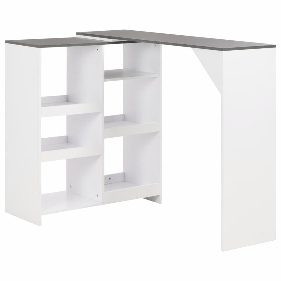 Barbord med avtagbar hylla, vitt, 138x40x120 cm