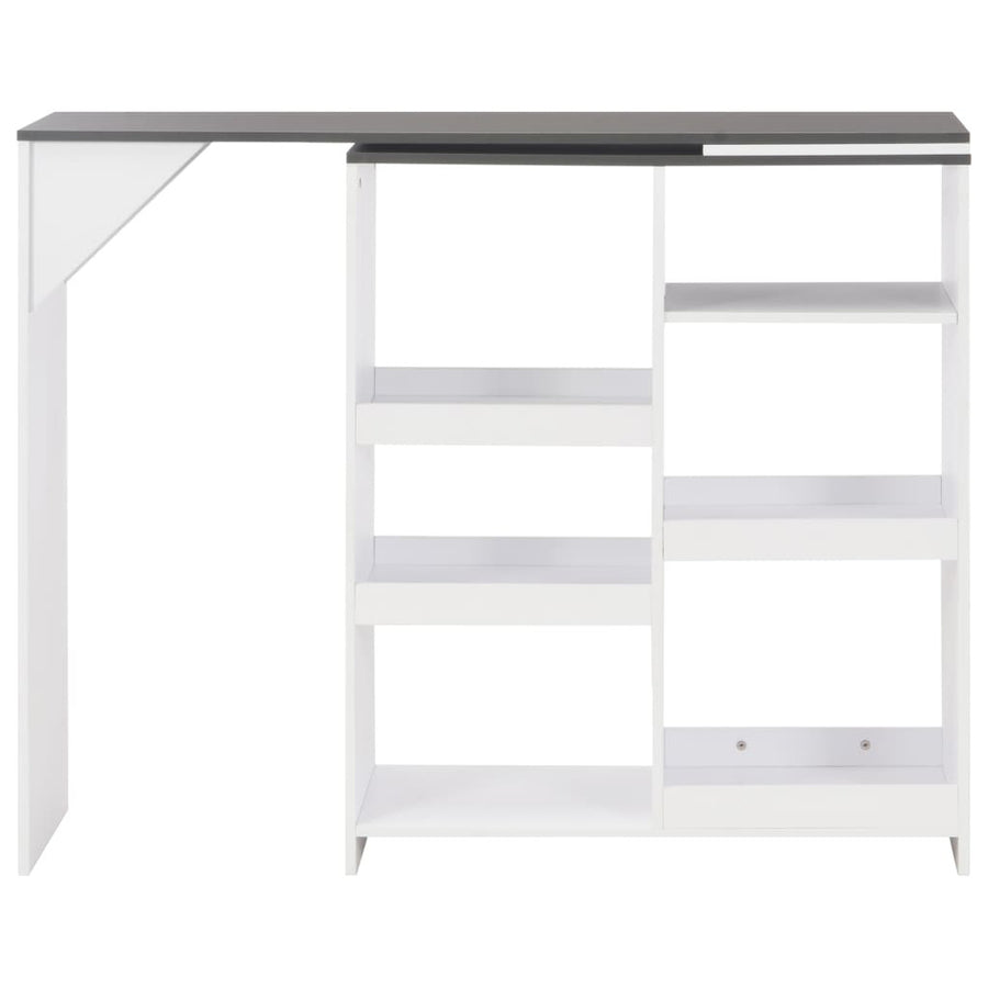Barbord med avtagbar hylla, vitt, 138x40x120 cm