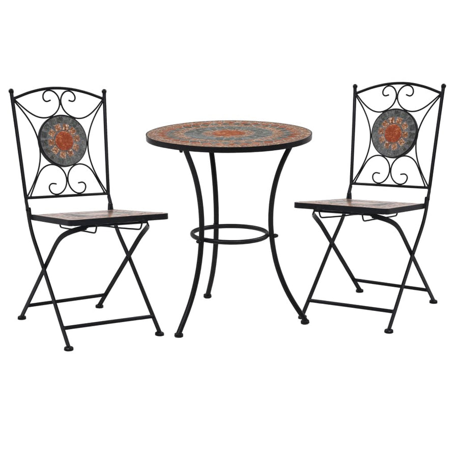 3-delat mosaikbistroset keramiska plattor orange/grå