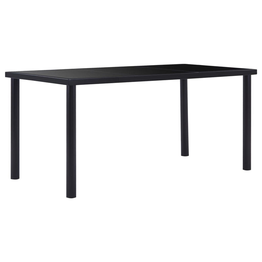 Matbord, svart, 160x80x75 cm, härdat glas