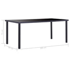 Matbord, svart, 180x90x75 cm, härdat glas