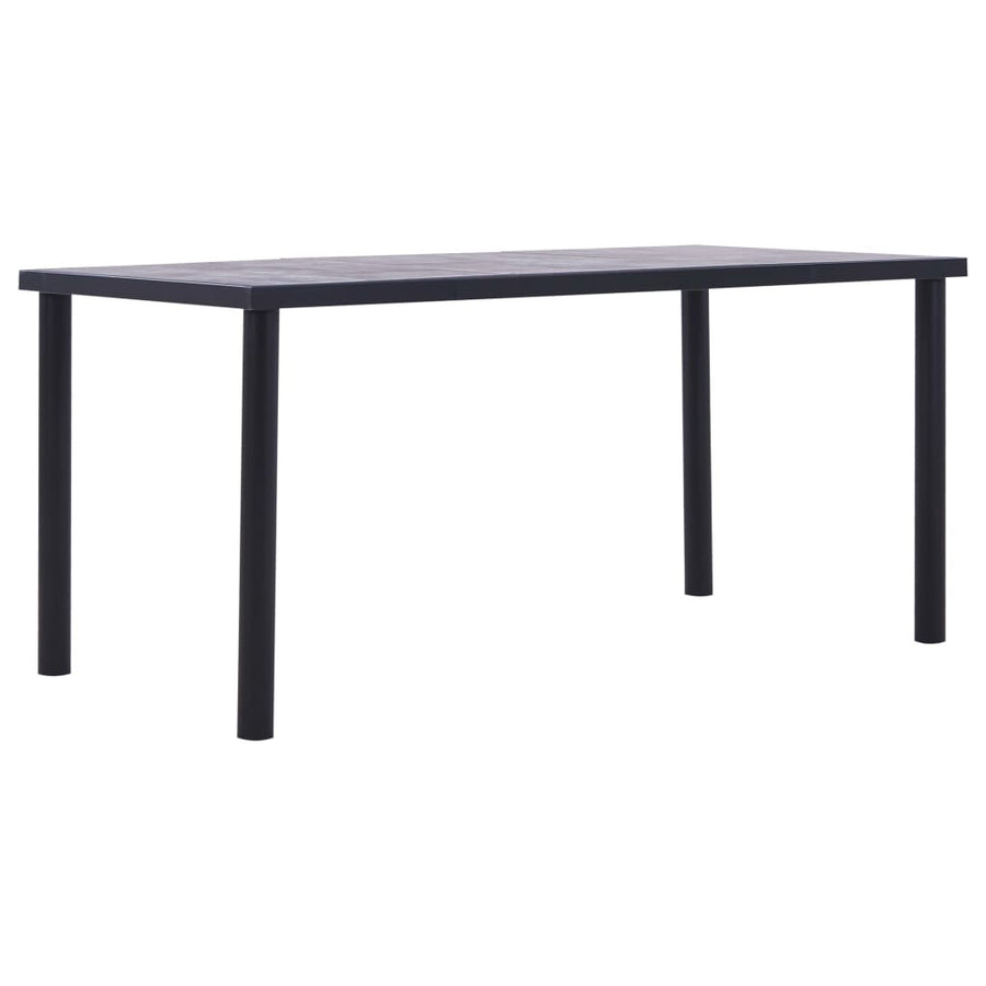 Matbord, svart och betonggrått, 160x80x75 cm, MDF