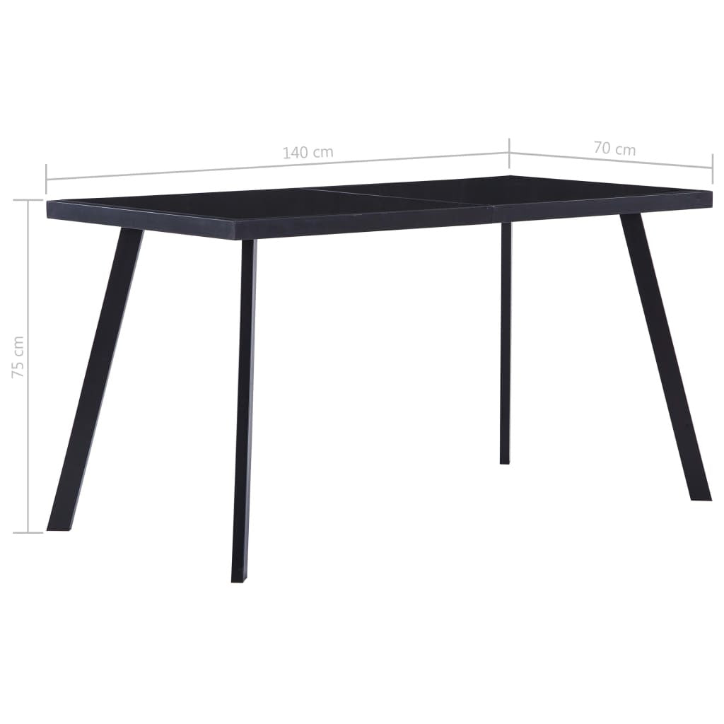 Matbord, svart, 140x70x75 cm, härdat glas