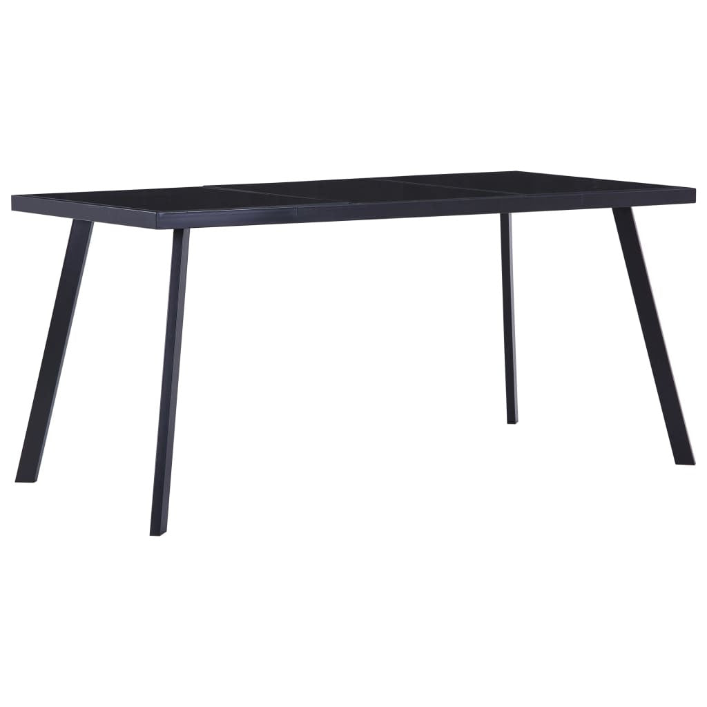 Matbord, svart, 180x90x75 cm, härdat glas