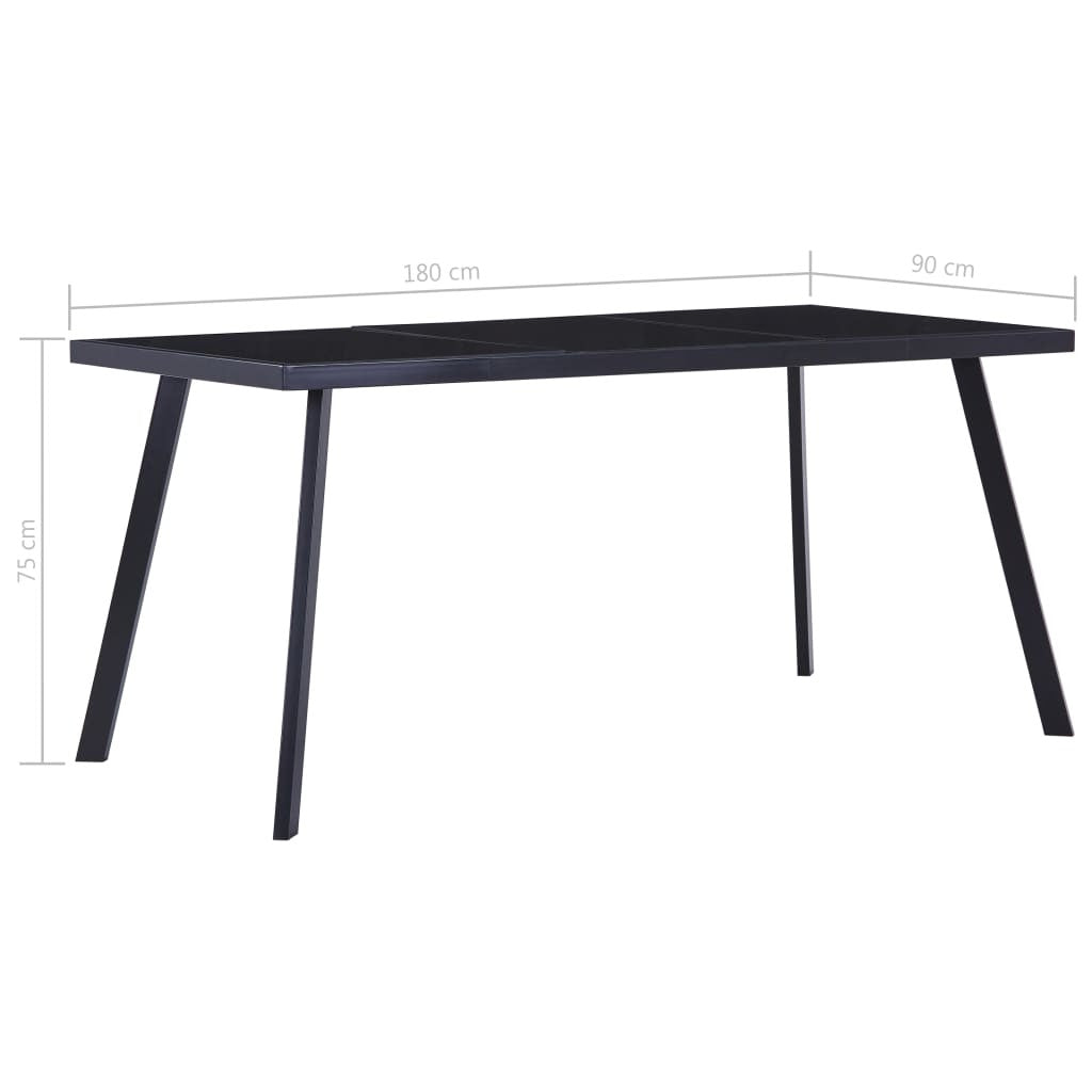 Matbord, svart, 180x90x75 cm, härdat glas