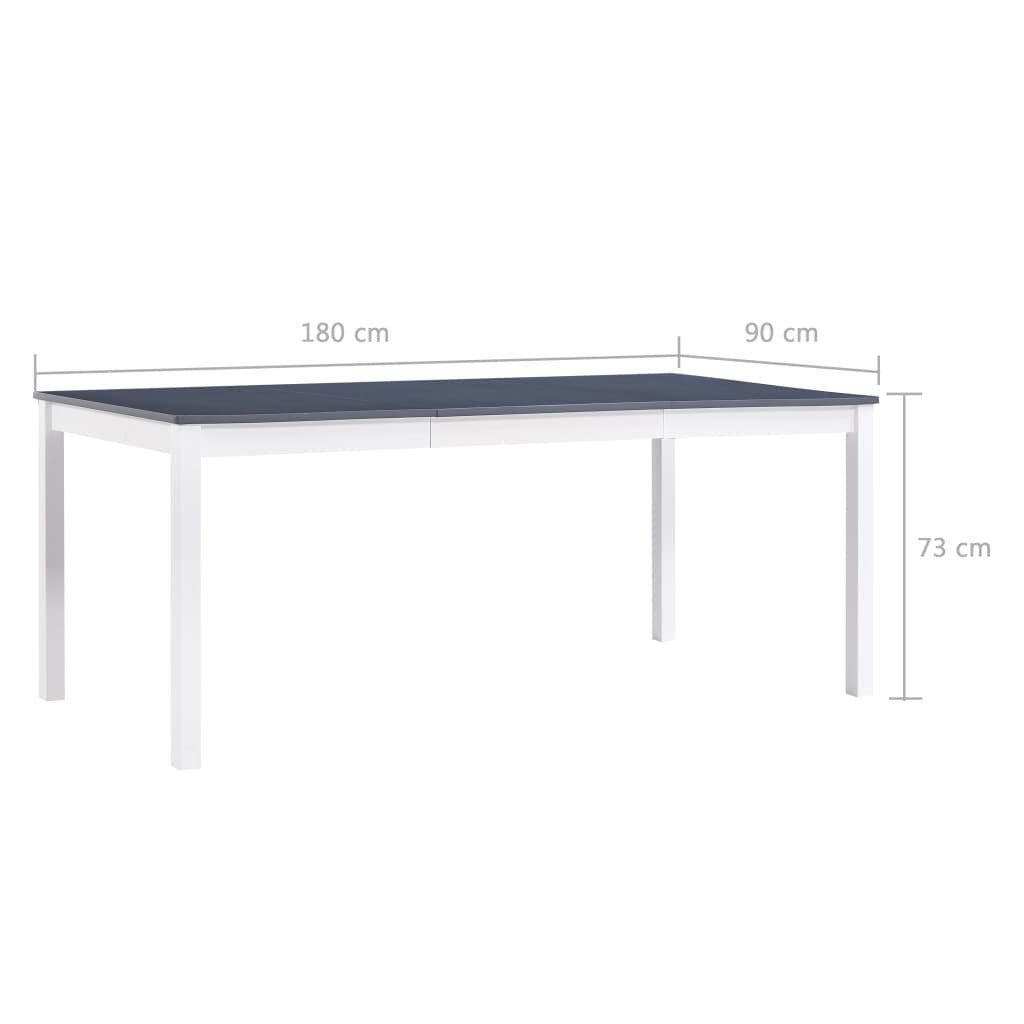 Matbord, vitt och grått, 180x90x73 cm, furu