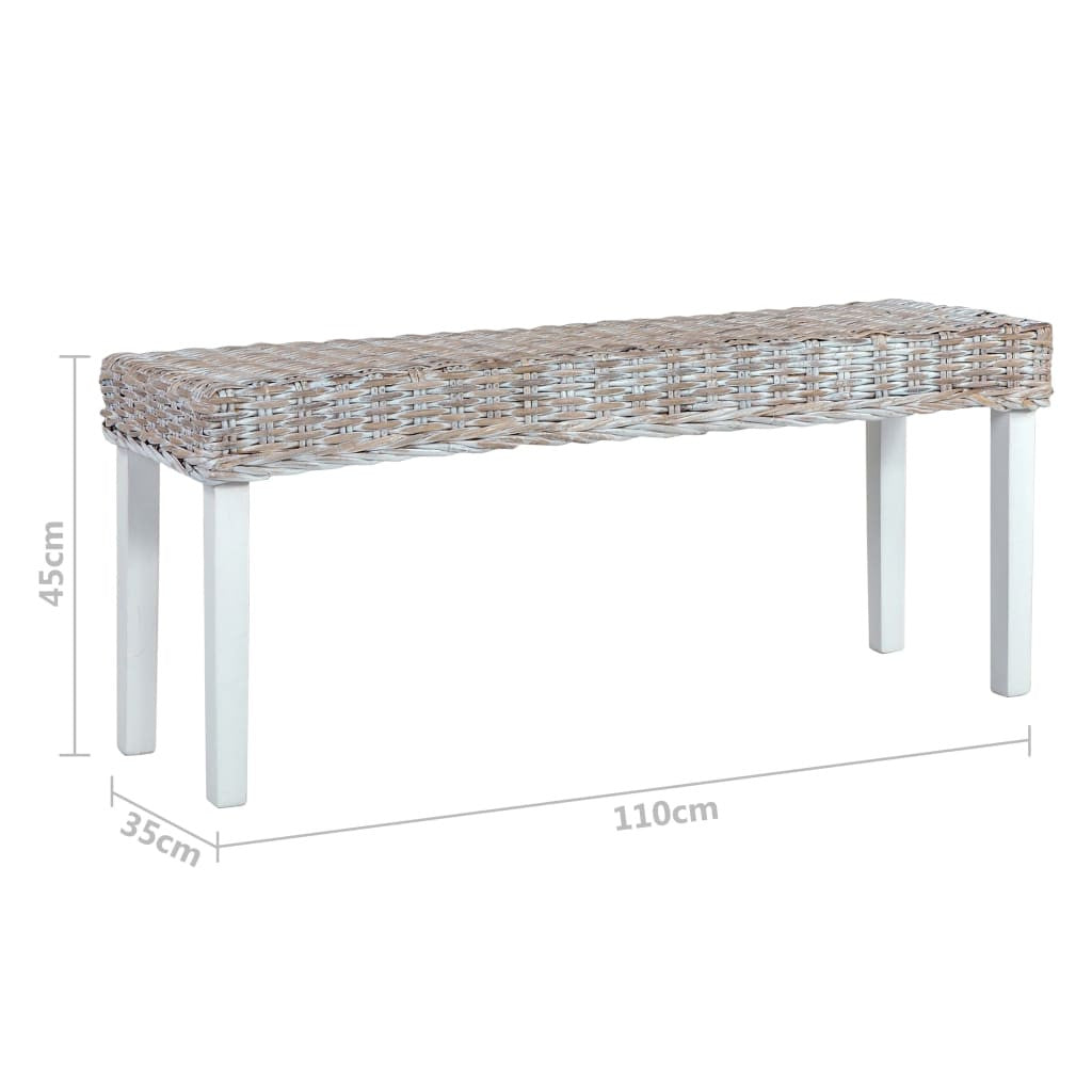 Penkki 110 cm valk. luonnollinen kubu-rottinki/täysi mangopuu