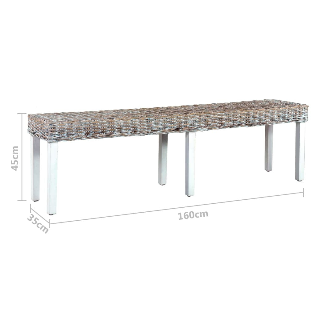 Penkki 160cm valk. luonnollinen kubu-rottinki ja täysi mangopuu