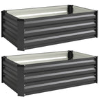 Metalliset kasvatuslaatikot avoimella pohjalla, 2 kpl, 100 x 60 x 30 cm, tummanharmaa
