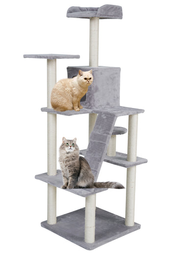 Kattklösbräda 170 cm – 55 x 55 cm botten, 3,4 mm sisal, ljusgrå