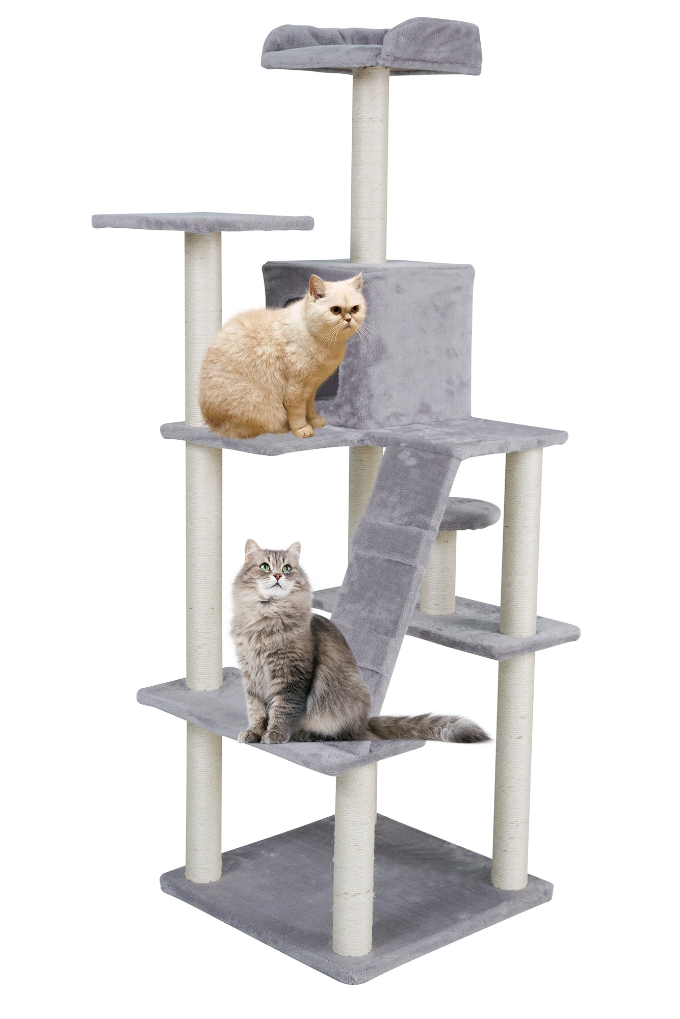 Pohjolan Lemmikkitarvike Kissan raapimis-/kiipeilypuu 170cm, vaalean harmaa
