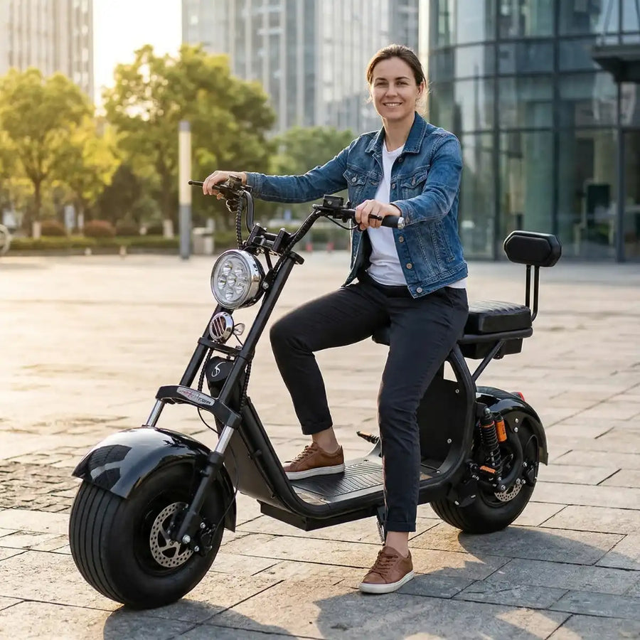 Elscooter för två personer 1000 W – 2 x 60 V 12 Ah, upp till 80 km, 25 km/h