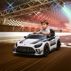 Lasten sähköauto Mercedes-AMG 12V, kaukosäädin, LED ja langaton musiikki, 3–8 v, valkoinen