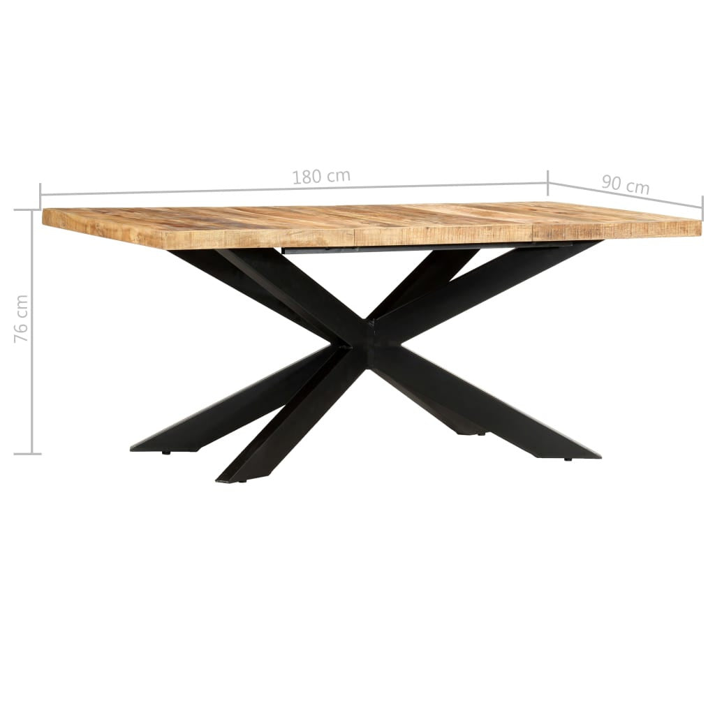 Ruokapöytä 180x90x76 cm täysi karkea mangopuu