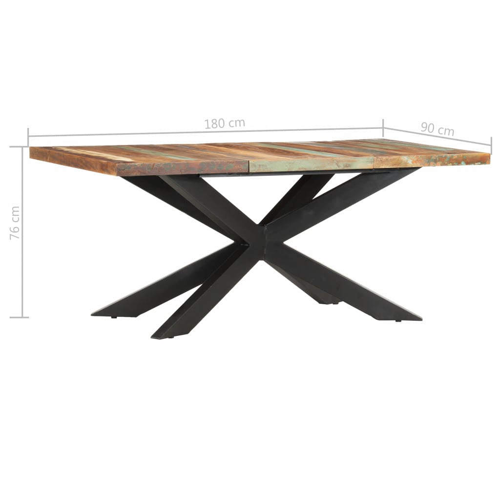 Ruokapöytä 180x90x76 cm täysi kierrätetty puu