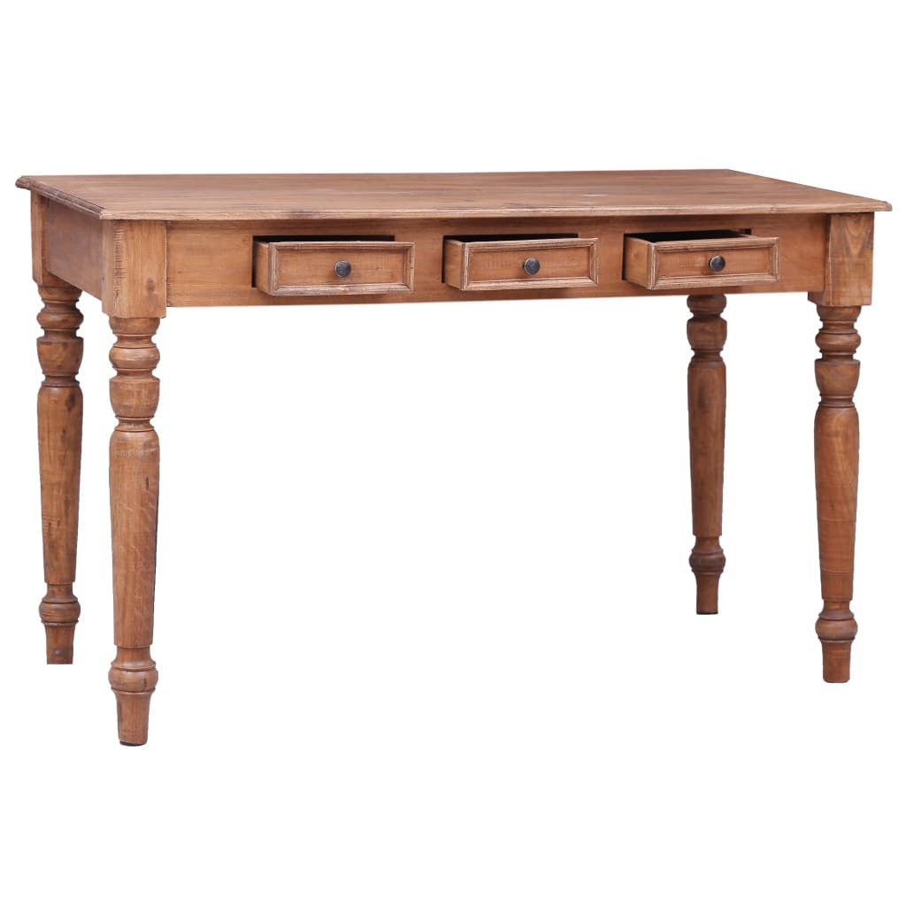 Työpöytä vetolaatikoilla 117x57x75 cm täysi kierrätetty puu