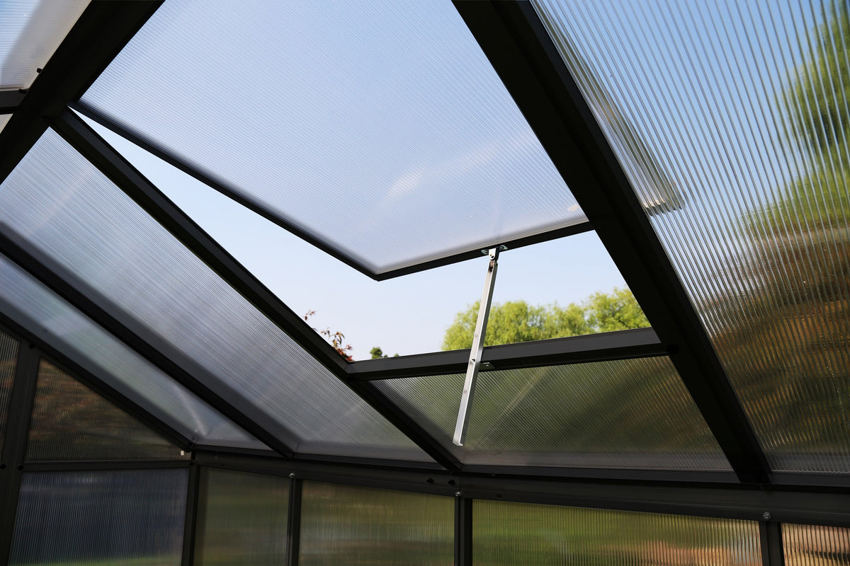 Växthus 3,3 m² – 4 mm 610 g/m² cellplattor, sockel, aluminiumram