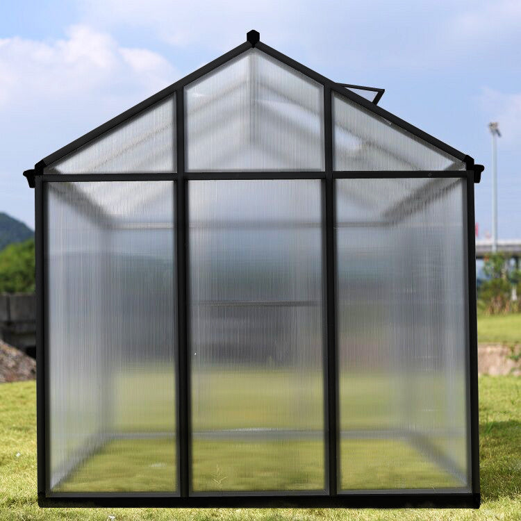 POHJOLA GARDEN STRONG Kasvihuone 8,6m2  + Sokkeli & Rännit, 4mm 800g/m2 kennolevyt, musta