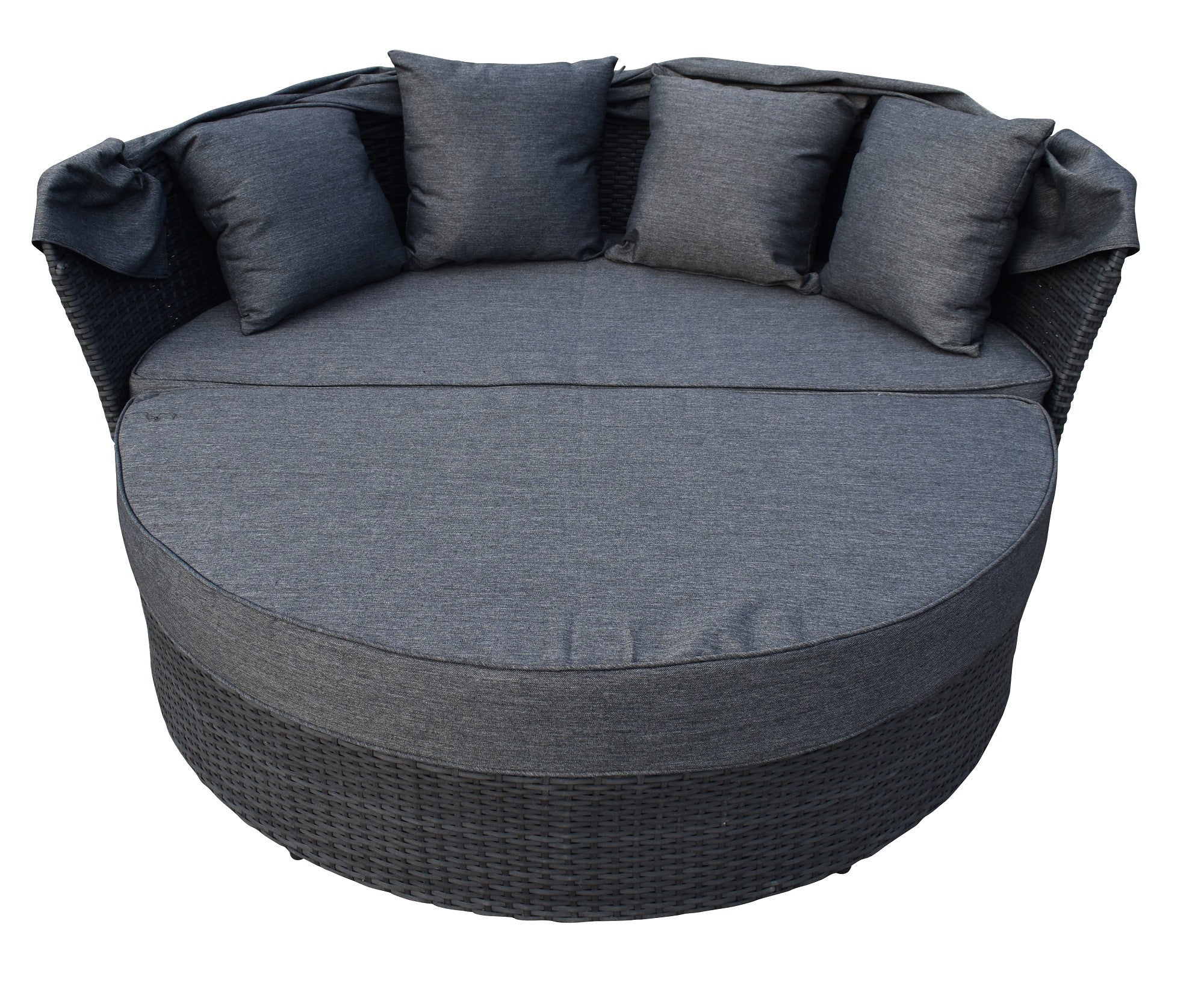 POHJOLA GARDEN Polyrottinki Aurinkovuode/Aurinkosänky/Aurinkopesä 165 cm, Paksu pehmuste, Katoksella Musta