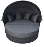 POHJOLA GARDEN Polyrottinki Aurinkovuode/Aurinkosänky/Aurinkopesä 165 cm, Paksu pehmuste, Katoksella Musta