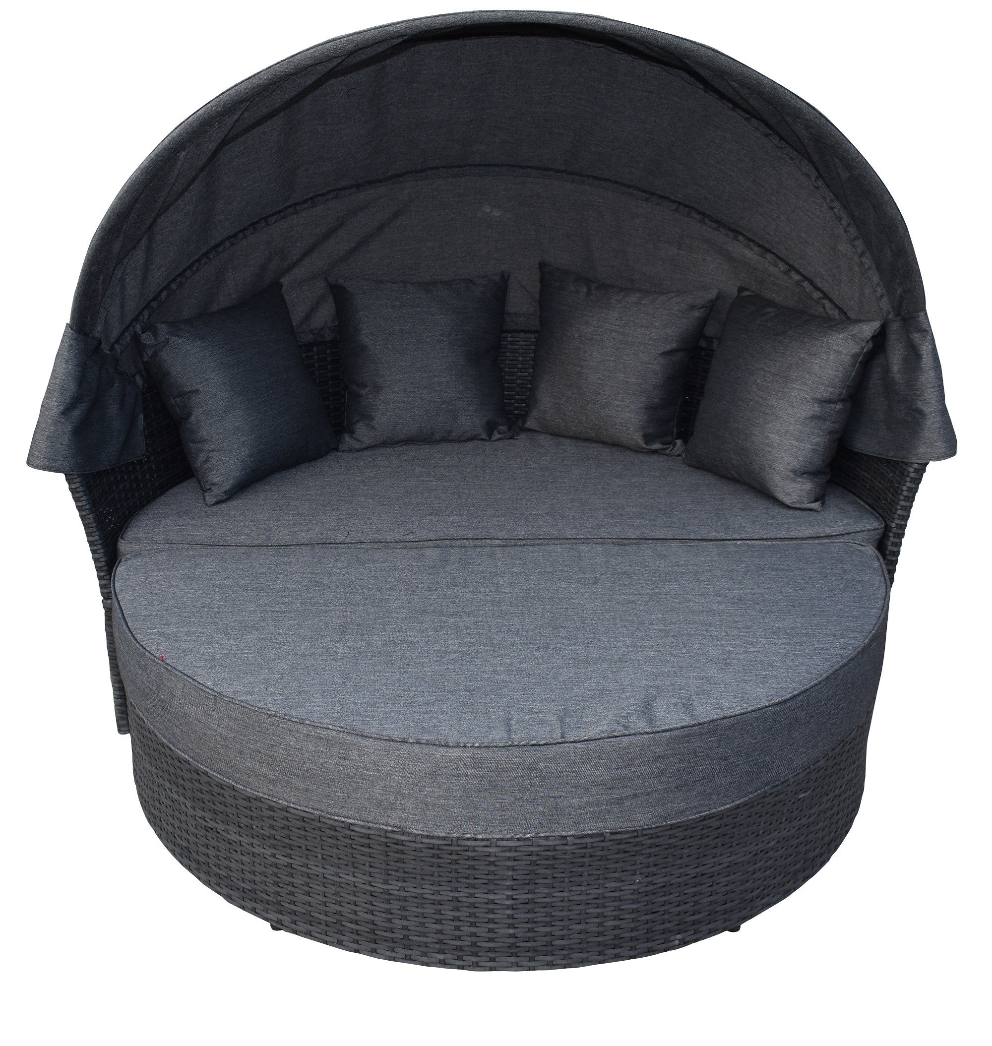 POHJOLA GARDEN Polyrottinki Aurinkovuode/Aurinkosänky/Aurinkopesä 165 cm, Paksu pehmuste, Katoksella Musta