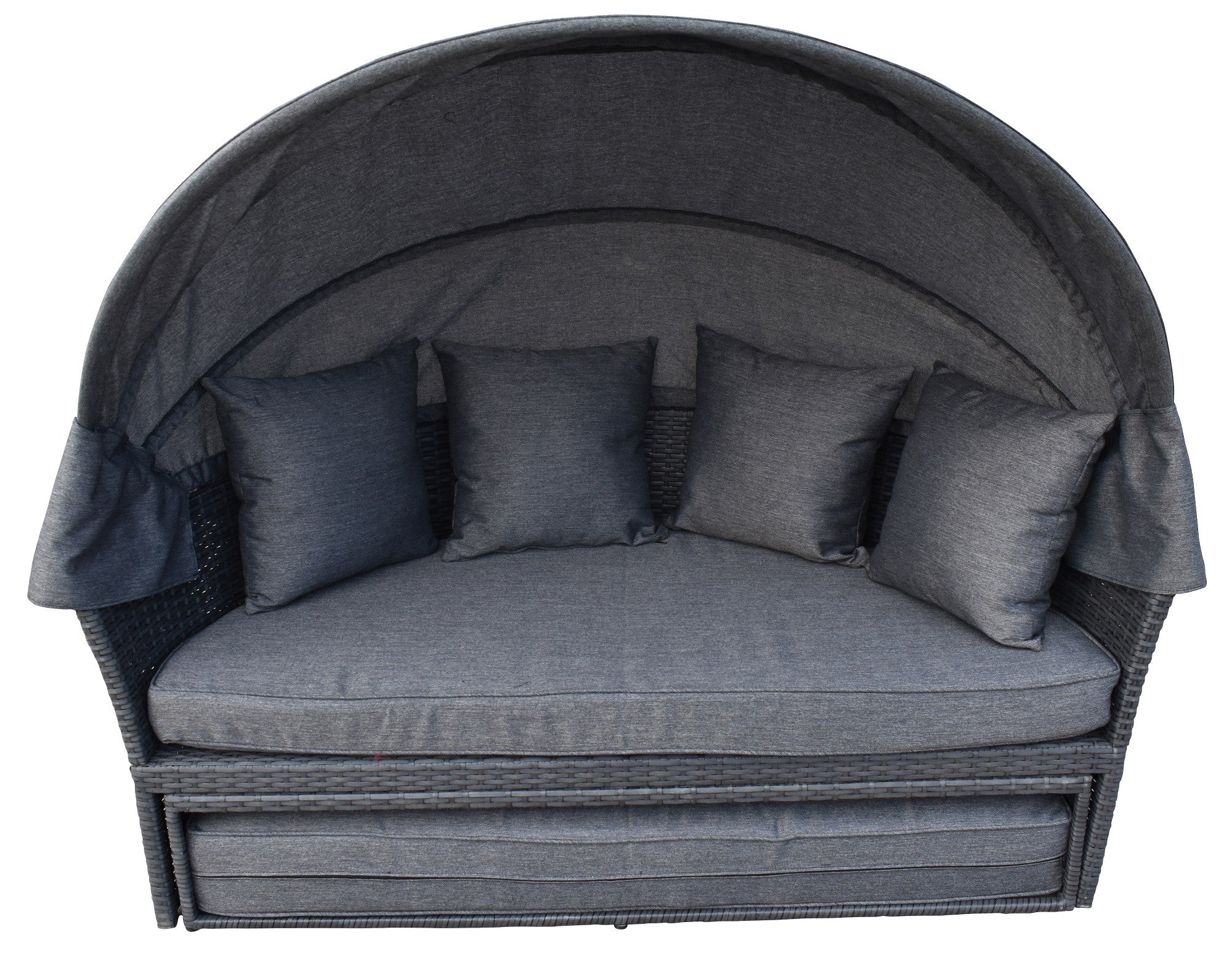 POHJOLA GARDEN Polyrottinki Aurinkovuode/Aurinkosänky/Aurinkopesä 165 cm, Paksu pehmuste, Katoksella Musta