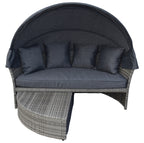 POHJOLA GARDEN Polyrottinki Aurinkovuode/Aurinkosänky/Aurinkopesä 165 cm, Paksu pehmuste, Katoksella Harmaa