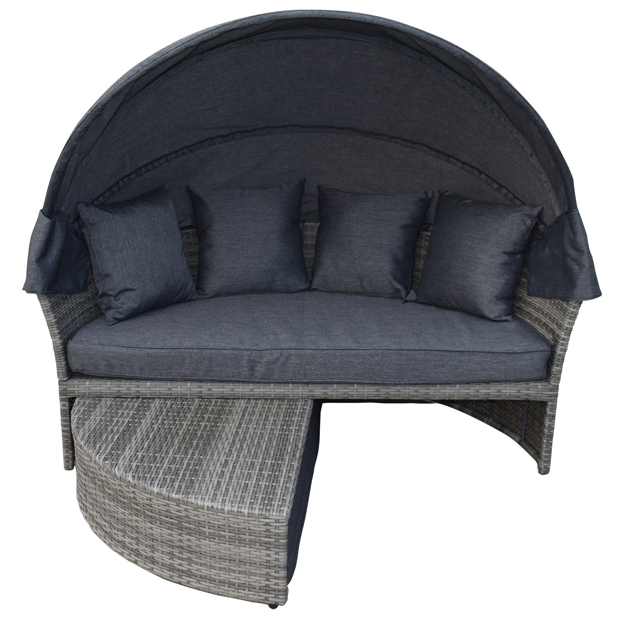 POHJOLA GARDEN Polyrottinki Aurinkovuode/Aurinkosänky/Aurinkopesä 165 cm, Paksu pehmuste, Katoksella Harmaa