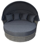 POHJOLA GARDEN Polyrottinki Aurinkovuode/Aurinkosänky/Aurinkopesä 165 cm, Paksu pehmuste, Katoksella Harmaa