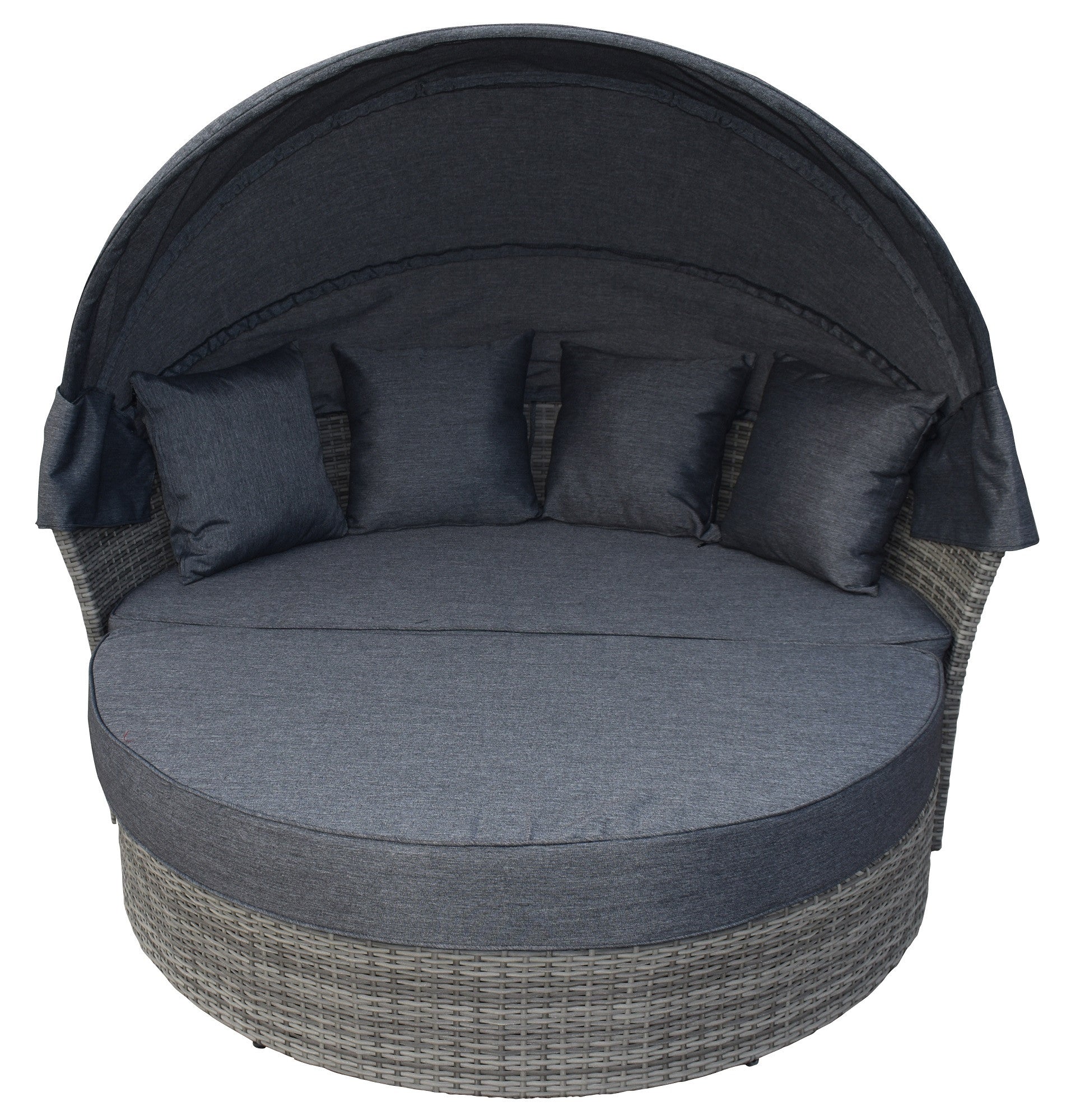 POHJOLA GARDEN Polyrottinki Aurinkovuode/Aurinkosänky/Aurinkopesä 165 cm, Paksu pehmuste, Katoksella Harmaa