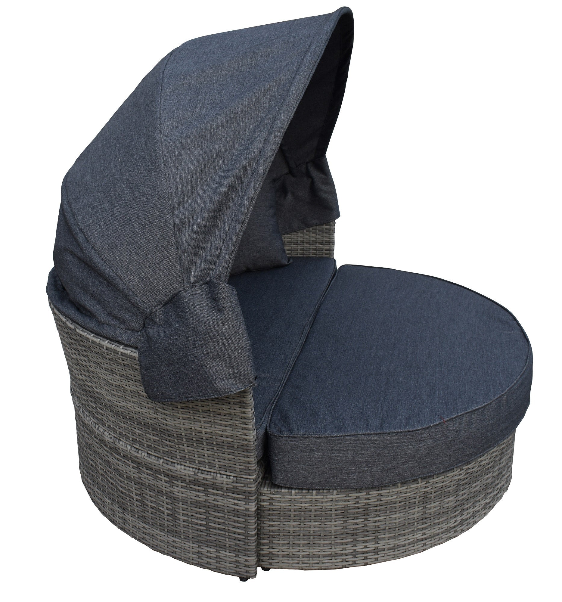 POHJOLA GARDEN Polyrottinki Aurinkovuode/Aurinkosänky/Aurinkopesä 165 cm, Paksu pehmuste, Katoksella Harmaa