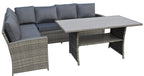 POHJOLA GARDEN XXXL Polyrottinki Kulmasohvaryhmä ja Puutarhapöytä, harmaa, BRYNOLF