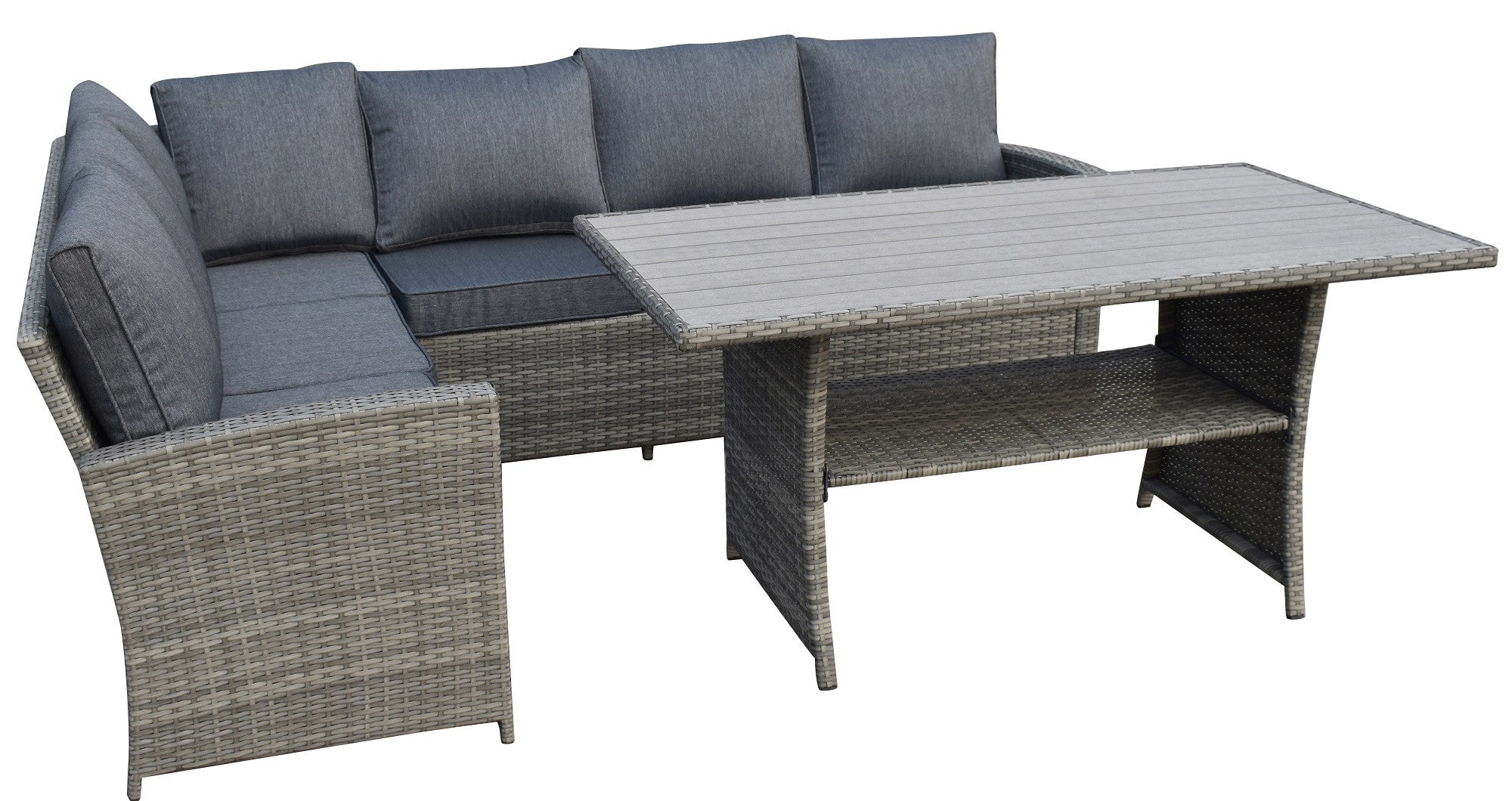POHJOLA GARDEN XXXL Polyrottinki Kulmasohvaryhmä ja Puutarhapöytä, harmaa, BRYNOLF