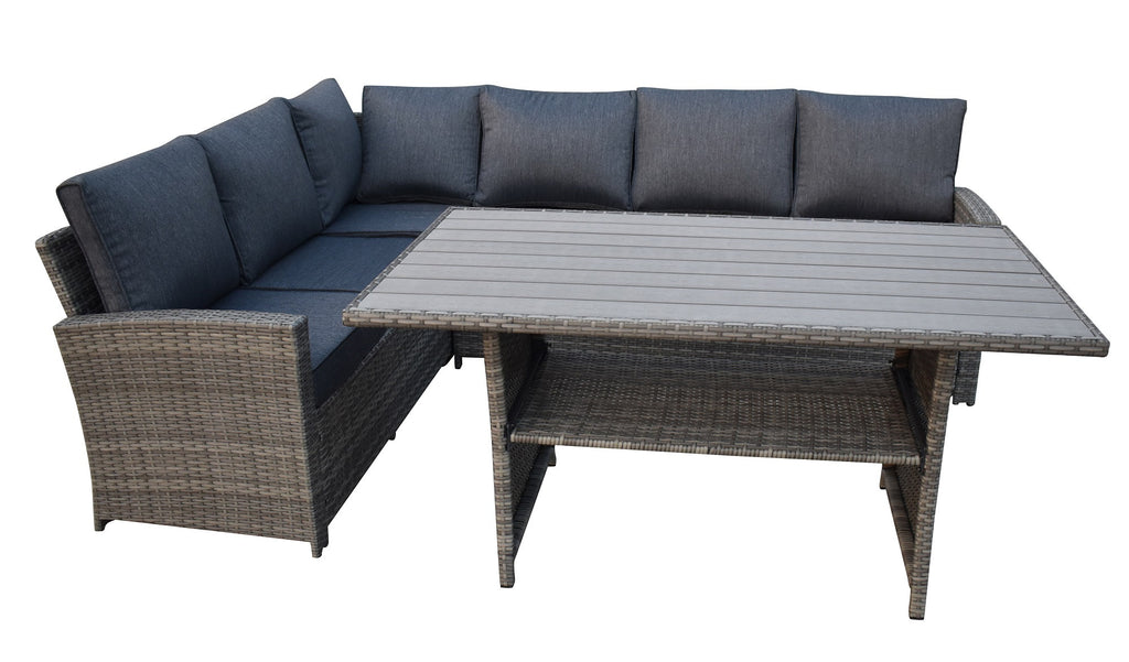 POHJOLA GARDEN XXXL Polyrottinki Kulmasohvaryhmä ja Puutarhapöytä, harmaa, BRYNOLF