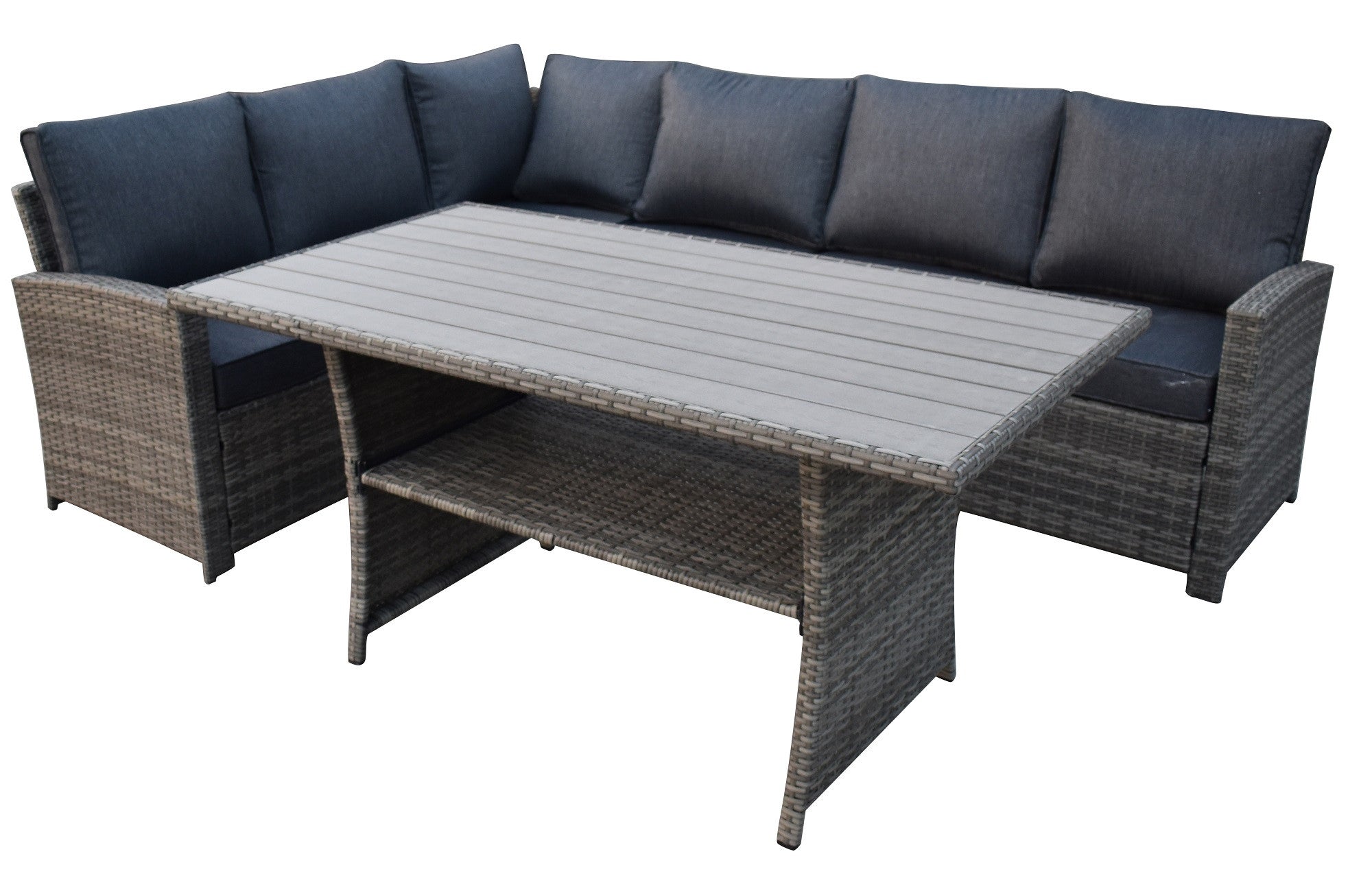 POHJOLA GARDEN XXXL Polyrottinki Kulmasohvaryhmä ja Puutarhapöytä, harmaa, BRYNOLF