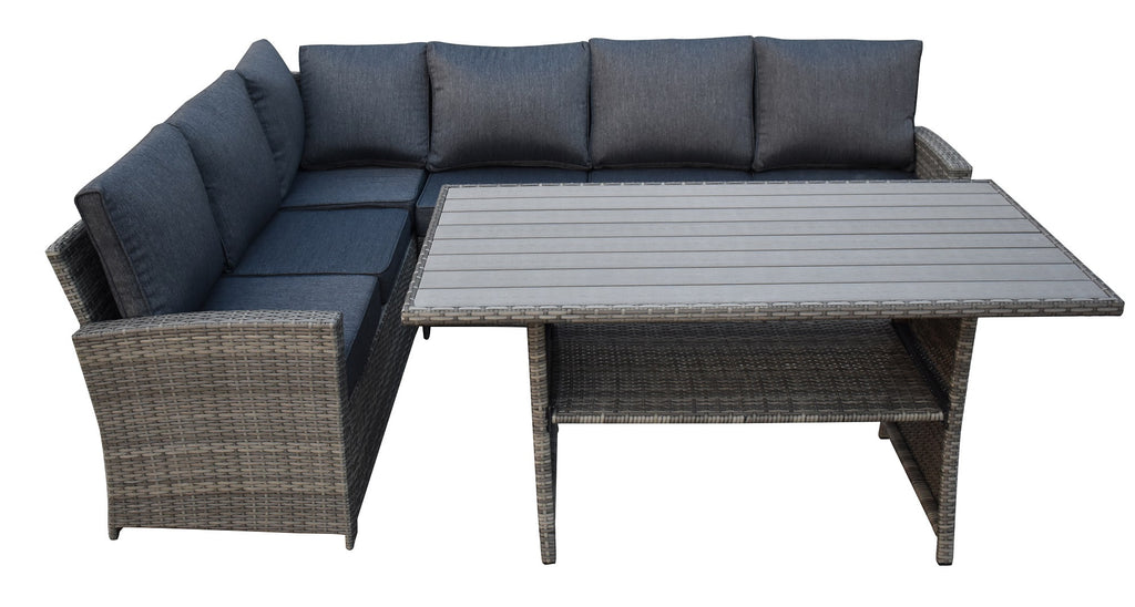 POHJOLA GARDEN XXXL Polyrottinki Kulmasohvaryhmä ja Puutarhapöytä, harmaa, BRYNOLF