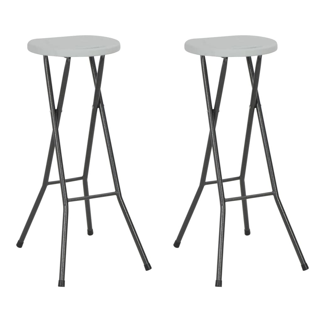 Kokoontaitettavat baarijakkarat 2 kpl HDPE ja teräs valkoinen